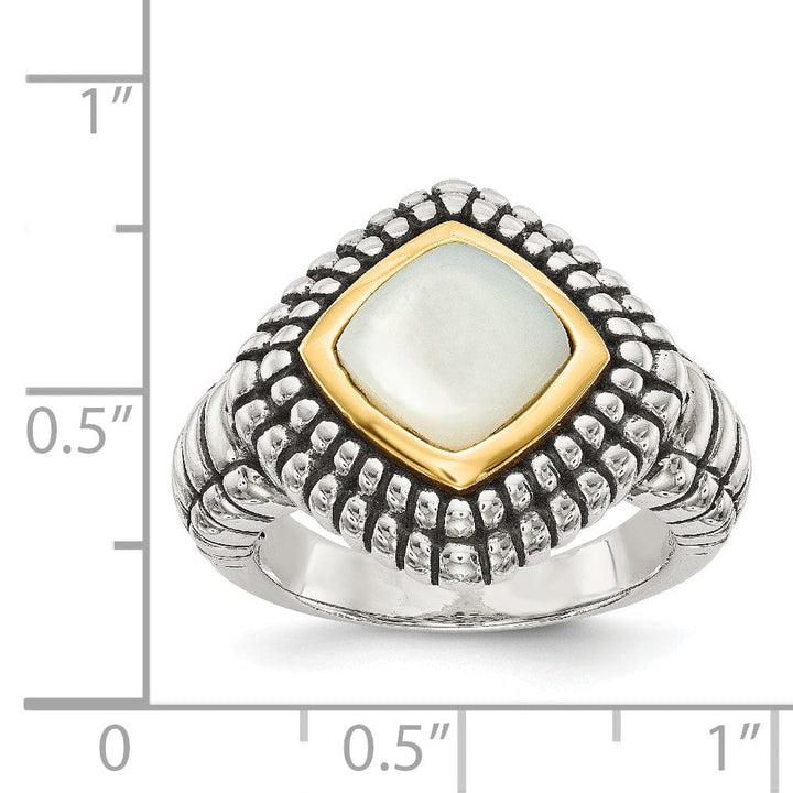 Sterling Silver Gold Mother of Pearl Ring