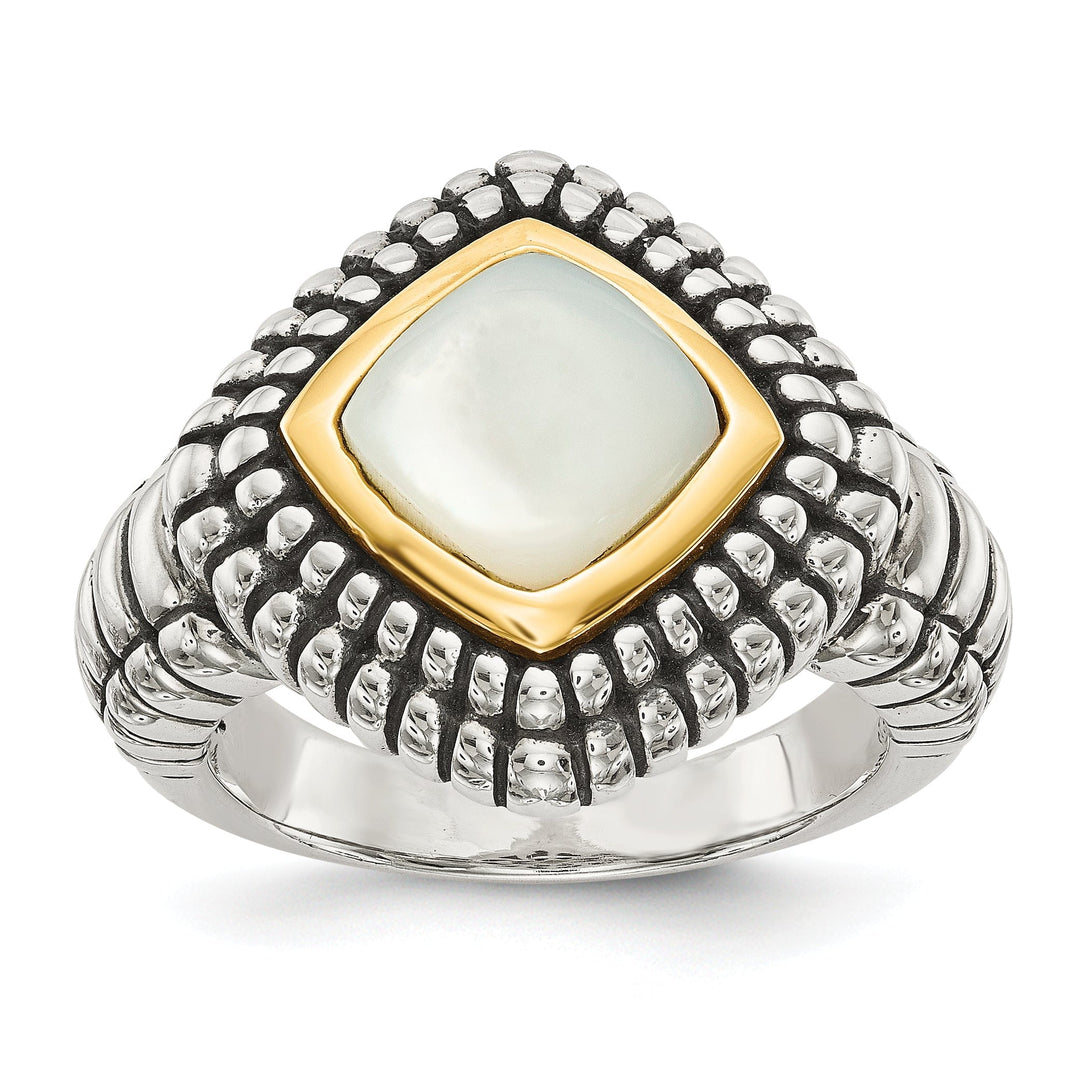 Sterling Silver Gold Mother of Pearl Ring