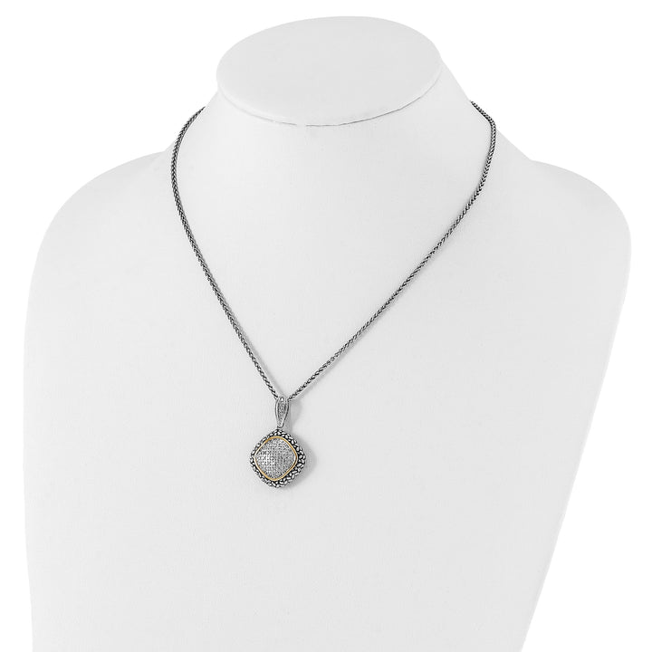 Sterling Silver Gold Diamond 18 Necklace