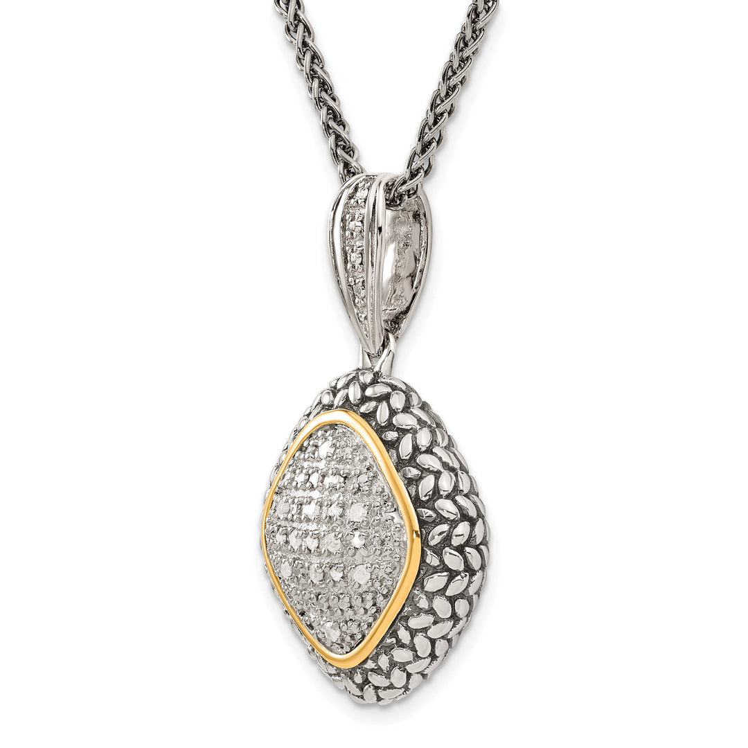 Sterling Silver Gold Diamond 18 Necklace