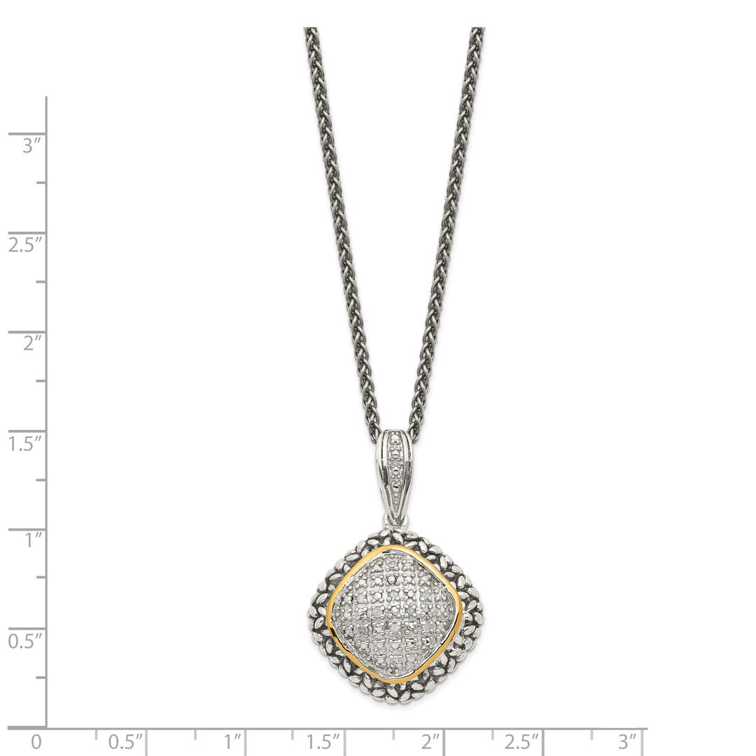 Sterling Silver Gold Diamond 18 Necklace