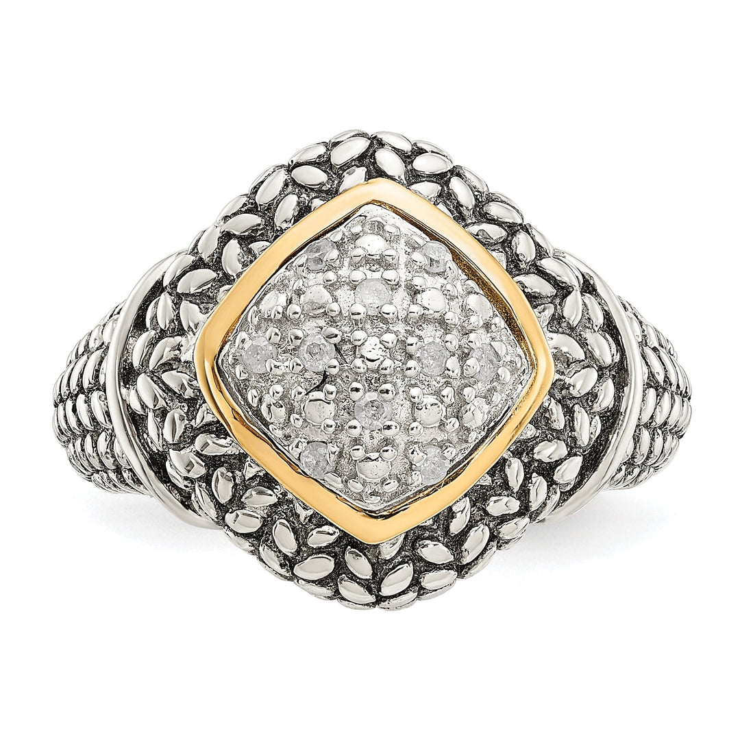 Sterling Silver Gold 1/10 Carat Diamond Ring
