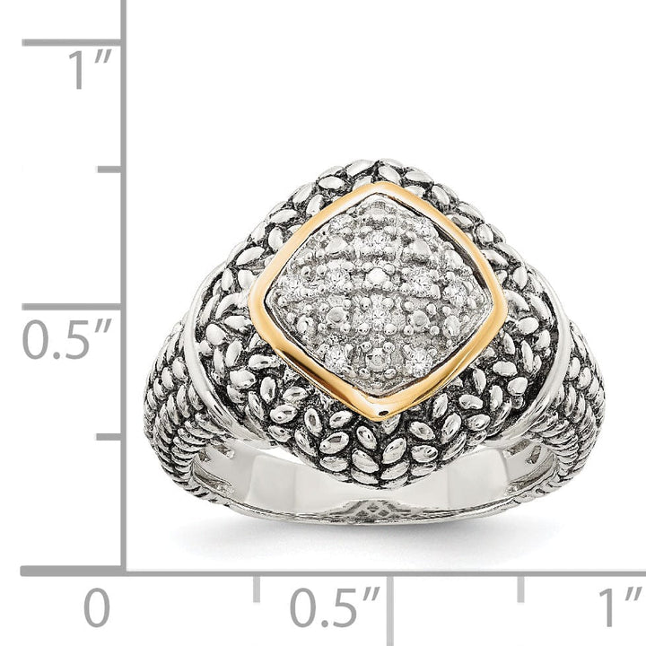 Sterling Silver Gold 1/10 Carat Diamond Ring