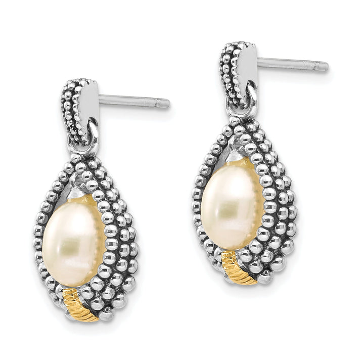 Sterling Silver Gold Pearl Drop Earrings