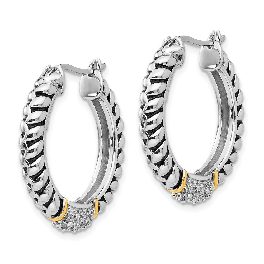 Sterling Silver Gold Diamond Hoop Earrings