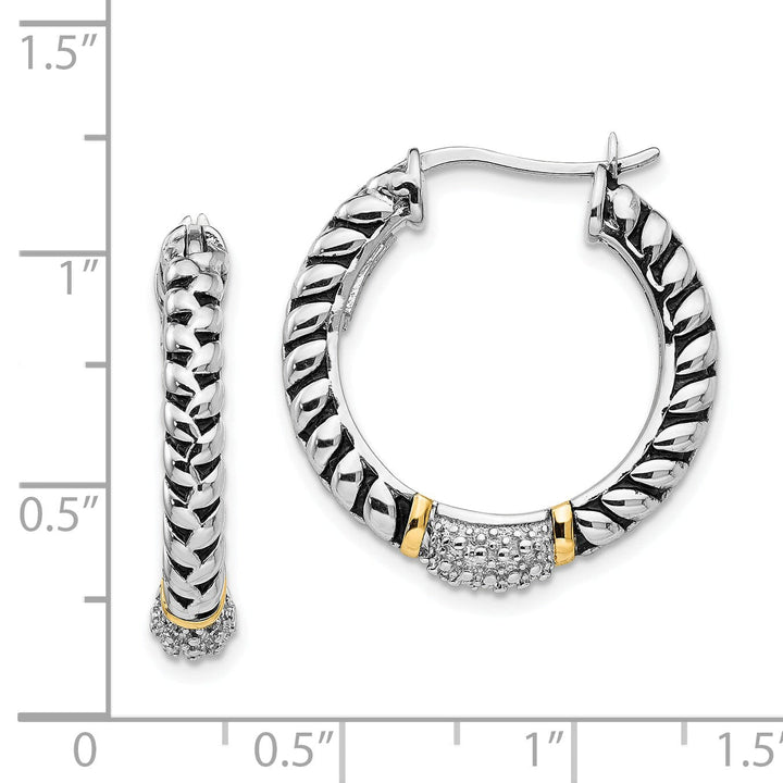 Sterling Silver Gold Diamond Hoop Earrings