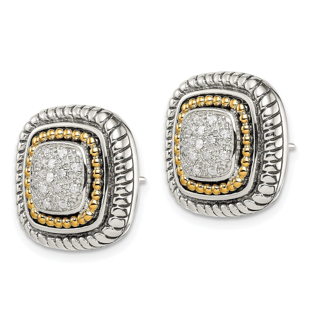 Sterling Silver Gold Diamond Post Earrings