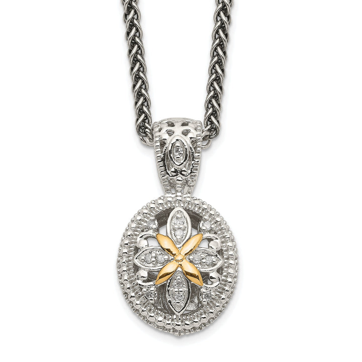 Sterling Silver Gold Diamond Necklace