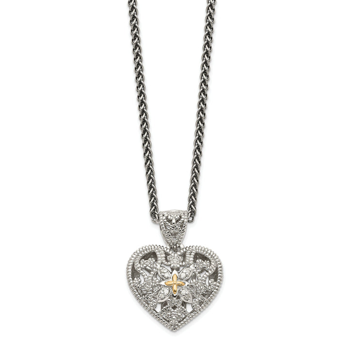 Sterling Silver Gold Diamond Necklace