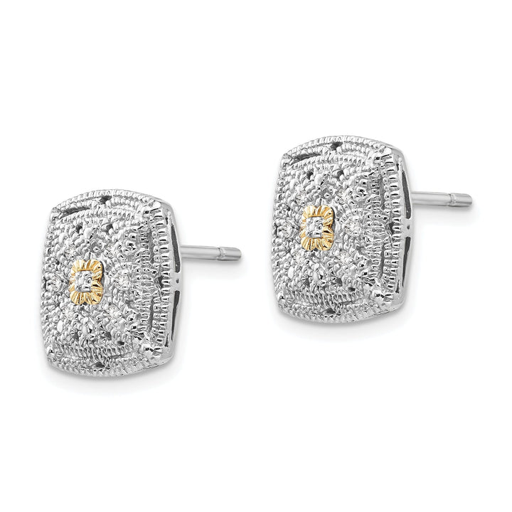 Sterling Silver Gold Diamond Earrings