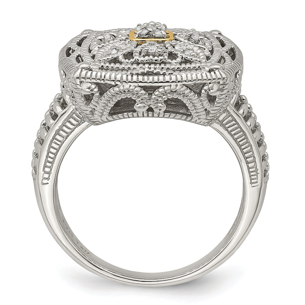 Sterling Silver Gold Diamond Ring