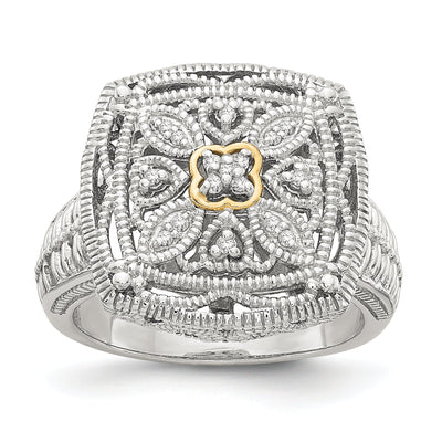Sterling Silver Gold Diamond Ring