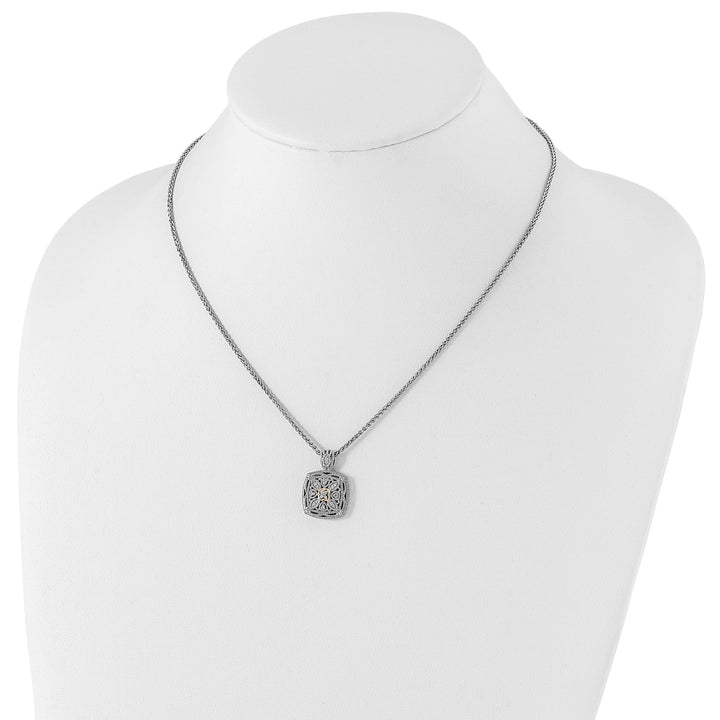 Sterling Silver Gold Diamond Necklace