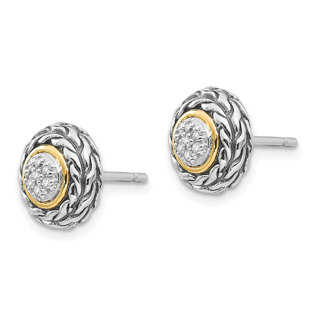 Sterling Silver Gold Diamond Earrings