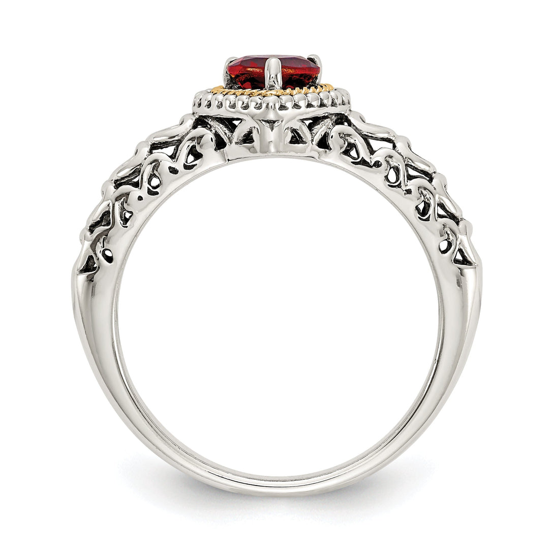 Sterling Silver Gold Garnet Ring