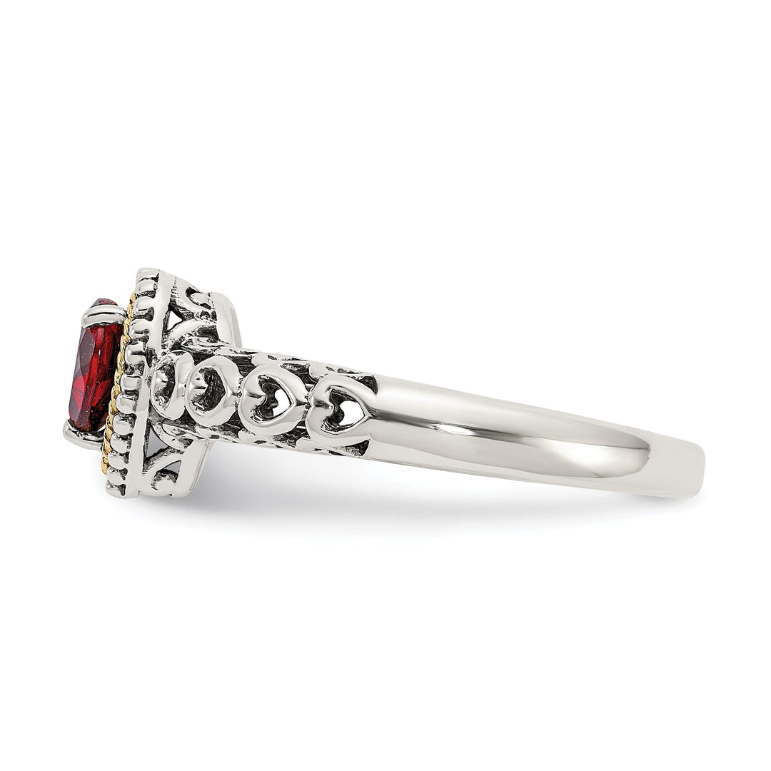 Sterling Silver Gold Garnet Ring