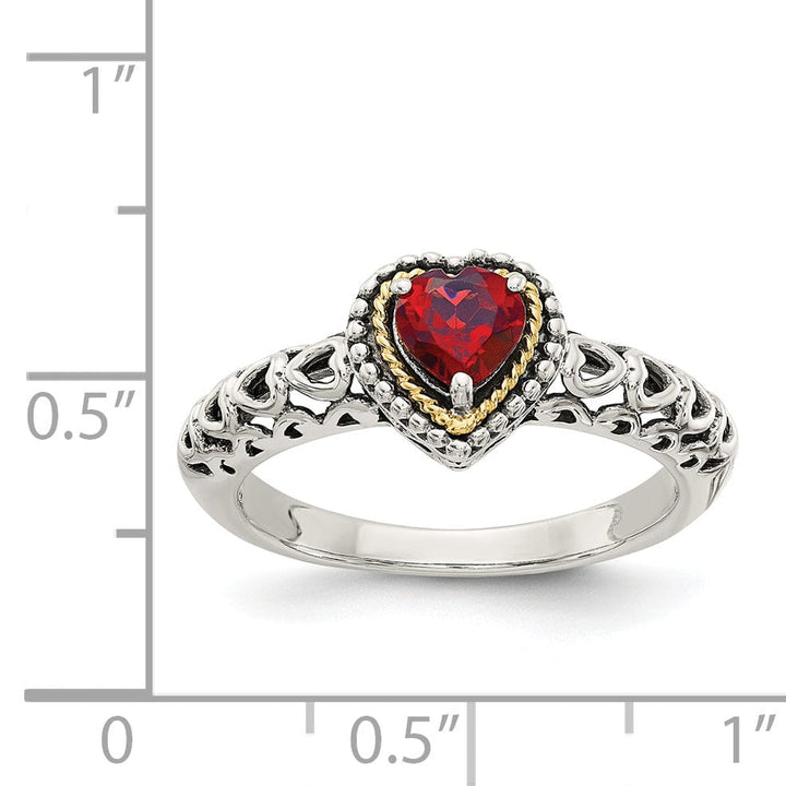 Sterling Silver Gold Garnet Ring