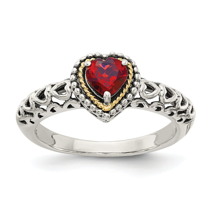 Sterling Silver Gold Garnet Ring