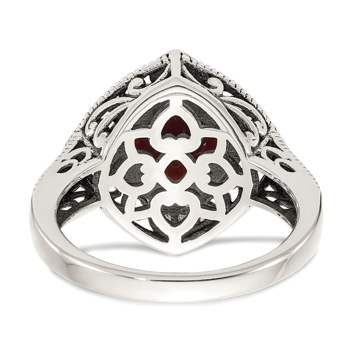 Sterling Silver Gold Diamond Garnet Ring