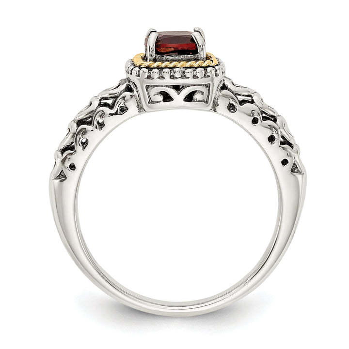 Sterling Silver Gold Garnet Ring