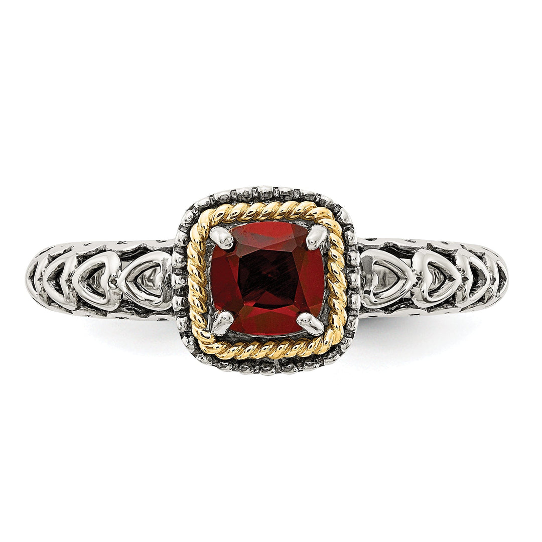 Sterling Silver Gold Garnet Ring