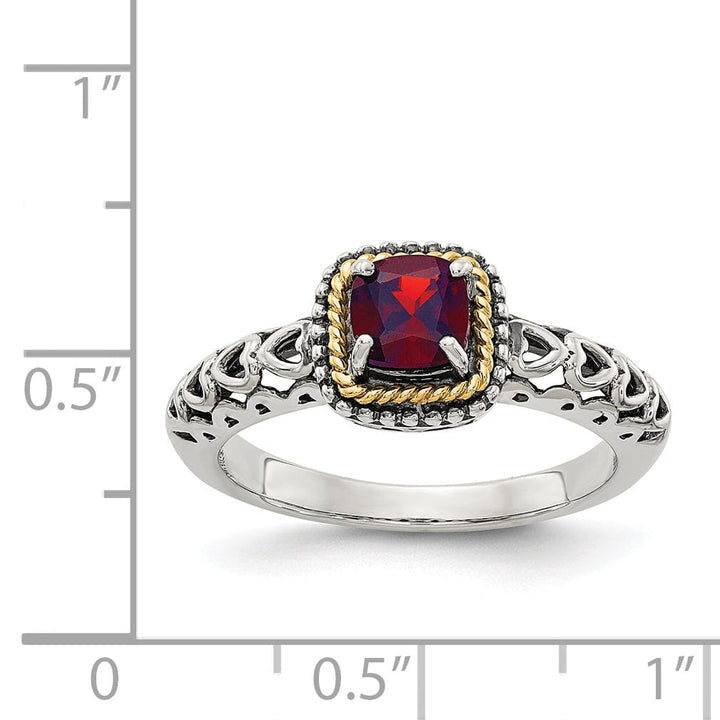 Sterling Silver Gold Garnet Ring