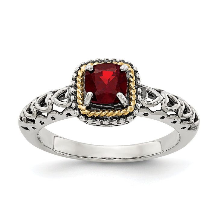 Sterling Silver Gold Garnet Ring