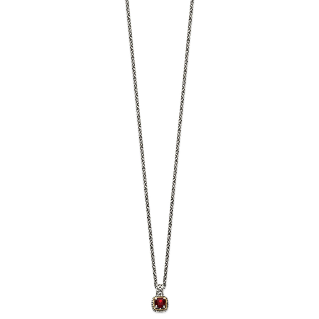 Sterling Silver Gold Garnet Necklace