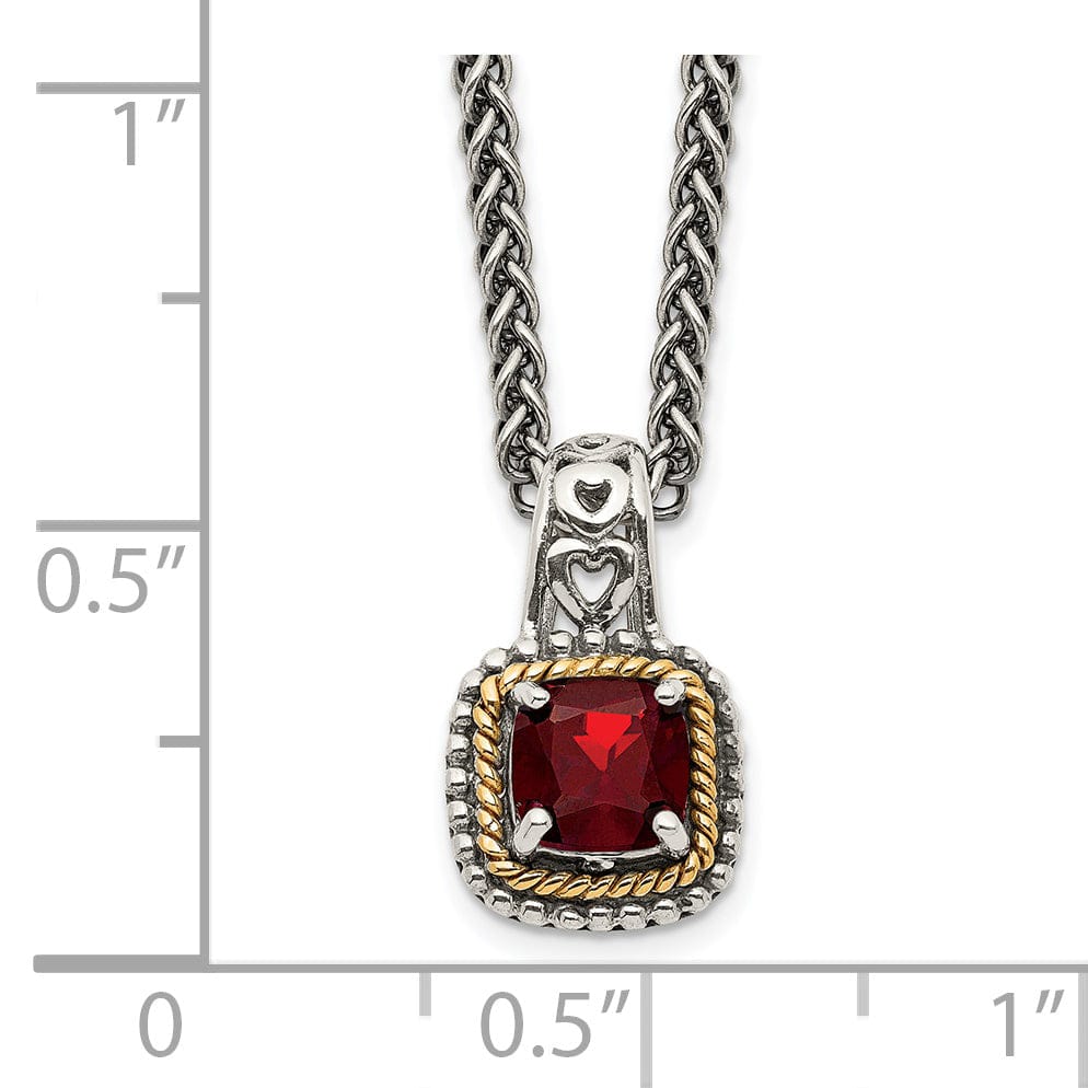 Sterling Silver Gold Garnet Necklace