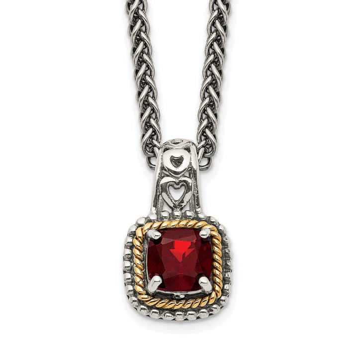 Sterling Silver Gold Garnet Necklace