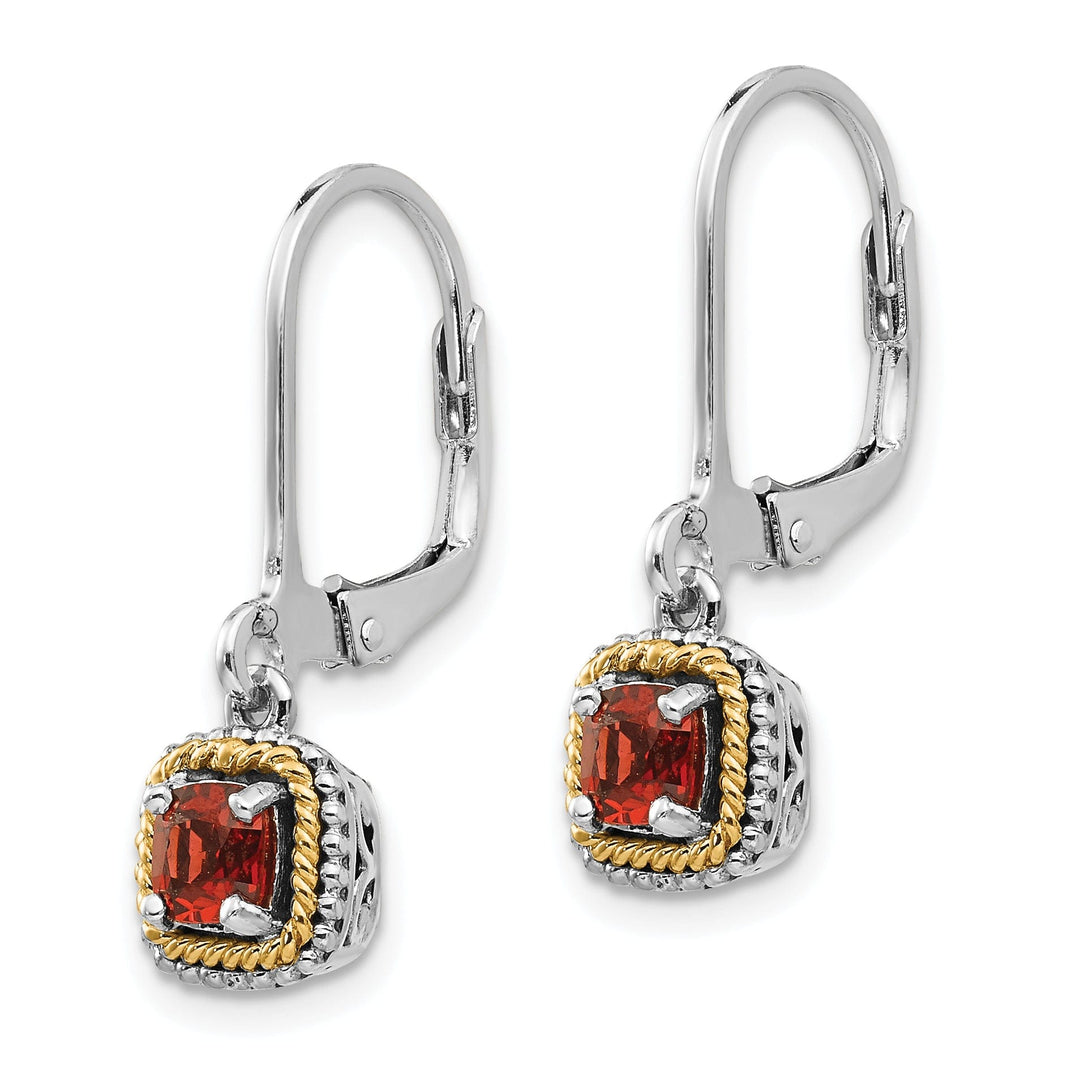 Sterling Silver Gold Garnet Earrings