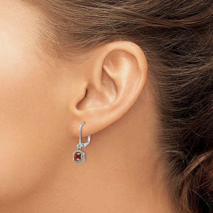 Sterling Silver Gold Garnet Earrings