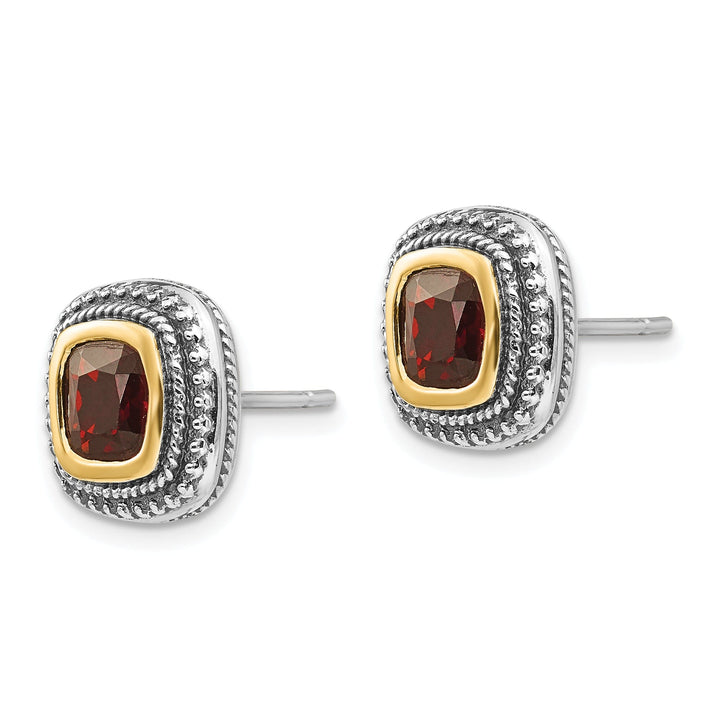 Sterling Silver Gold Garnet Earrings