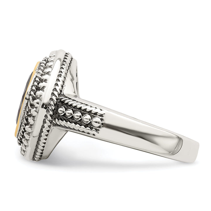 Sterling Silver Gold Garnet Ring