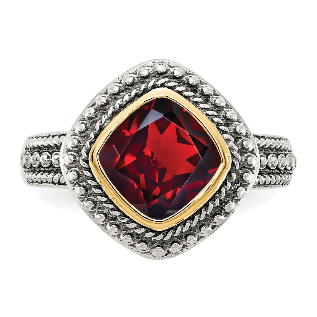 Sterling Silver Gold Garnet Ring