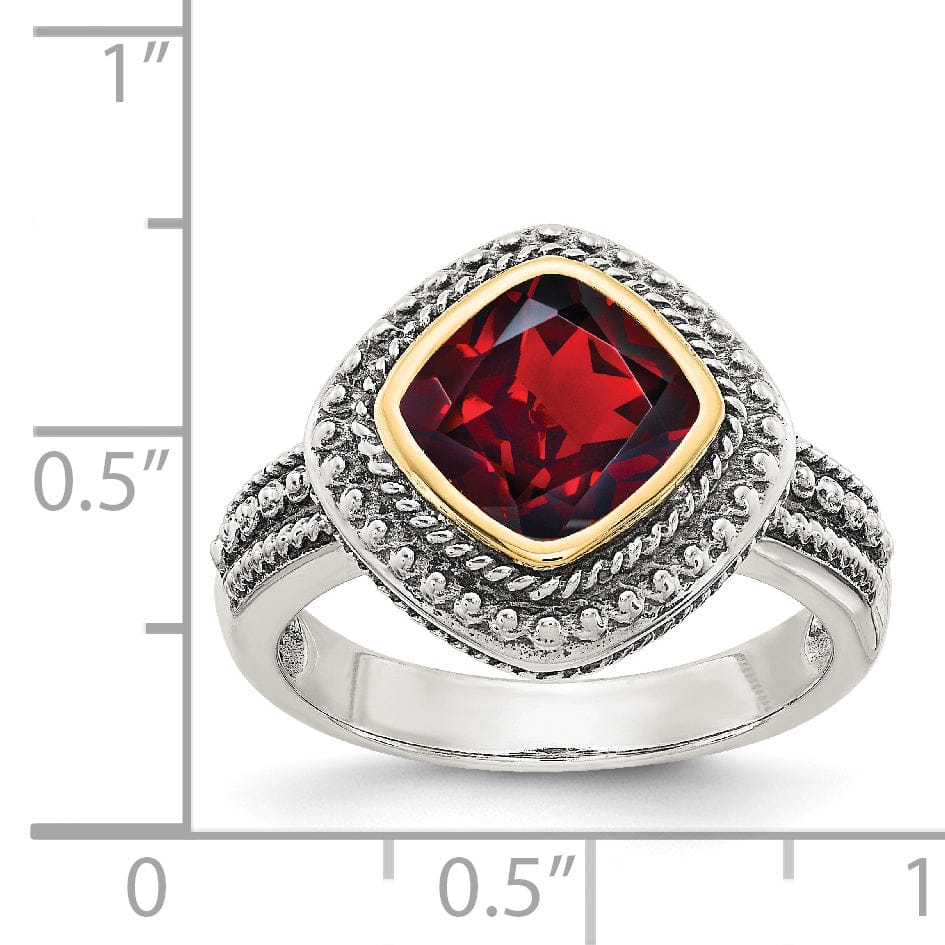 Sterling Silver Gold Garnet Ring