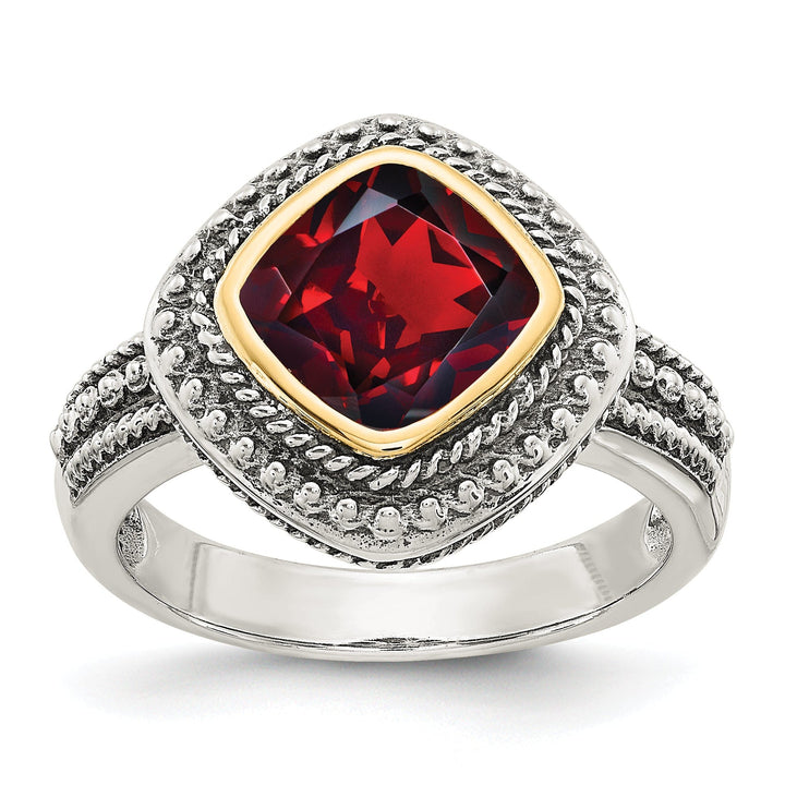 Sterling Silver Gold Garnet Ring