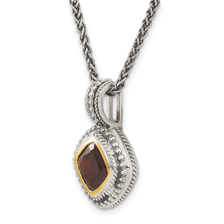 Sterling Silver Gold Garnet Necklace