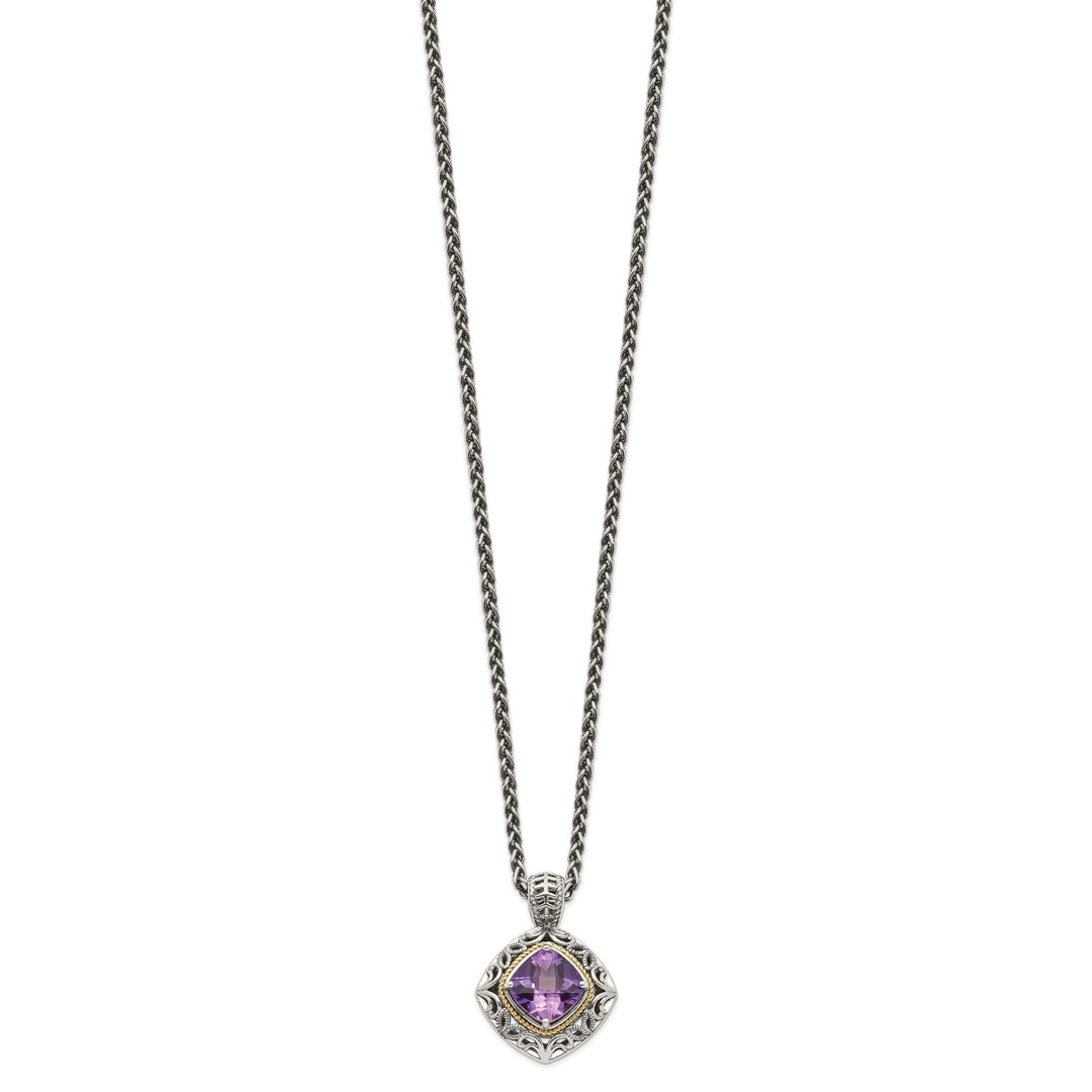 Sterling Silver Gold Amethyst Necklace