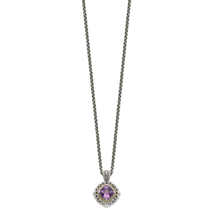 Sterling Silver Gold Amethyst Necklace