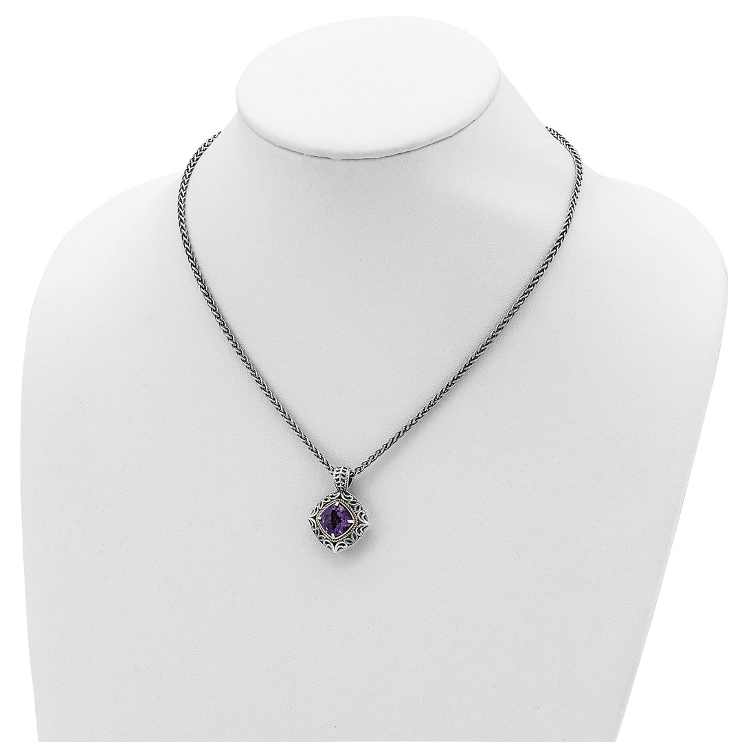 Sterling Silver Gold Amethyst Necklace