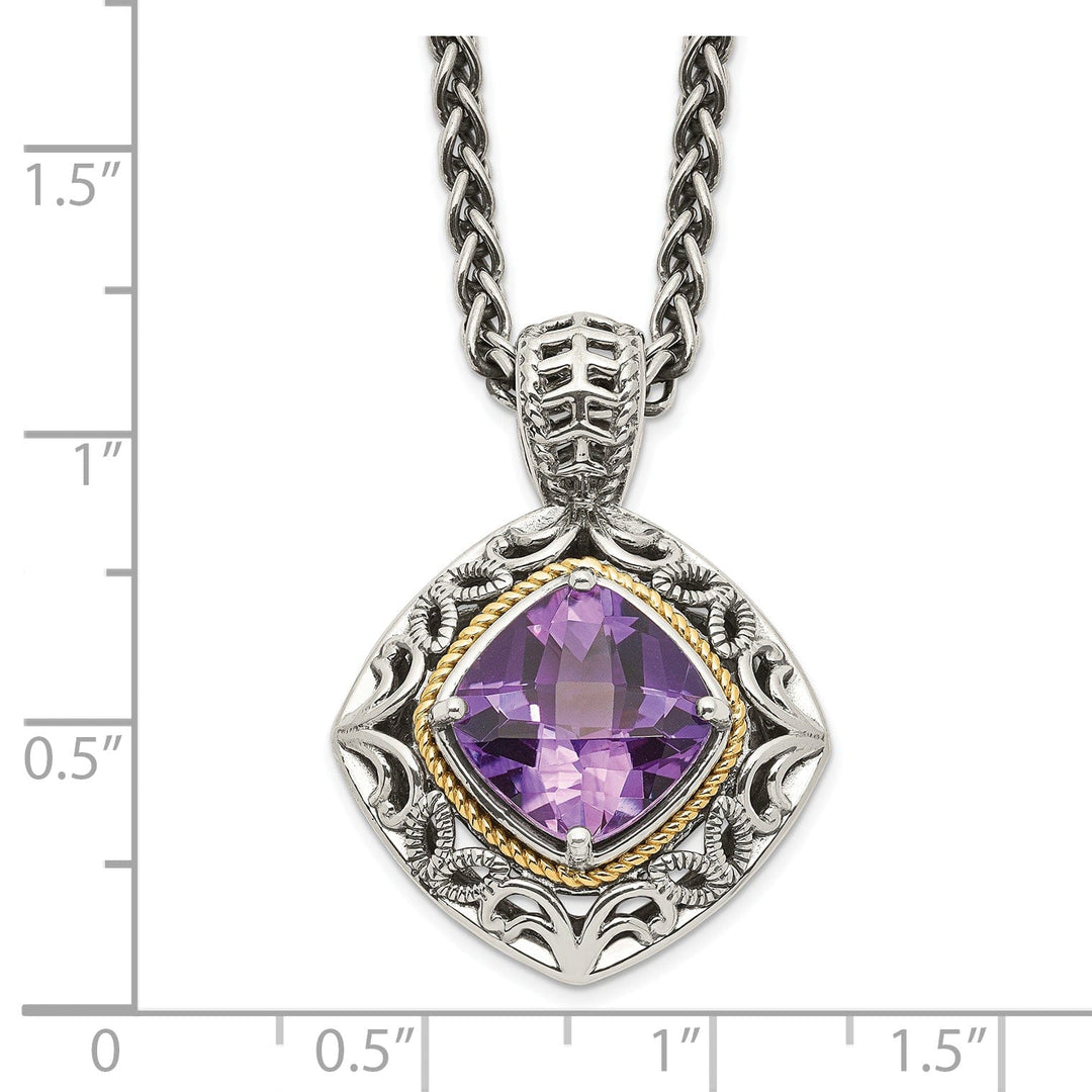 Sterling Silver Gold Amethyst Necklace