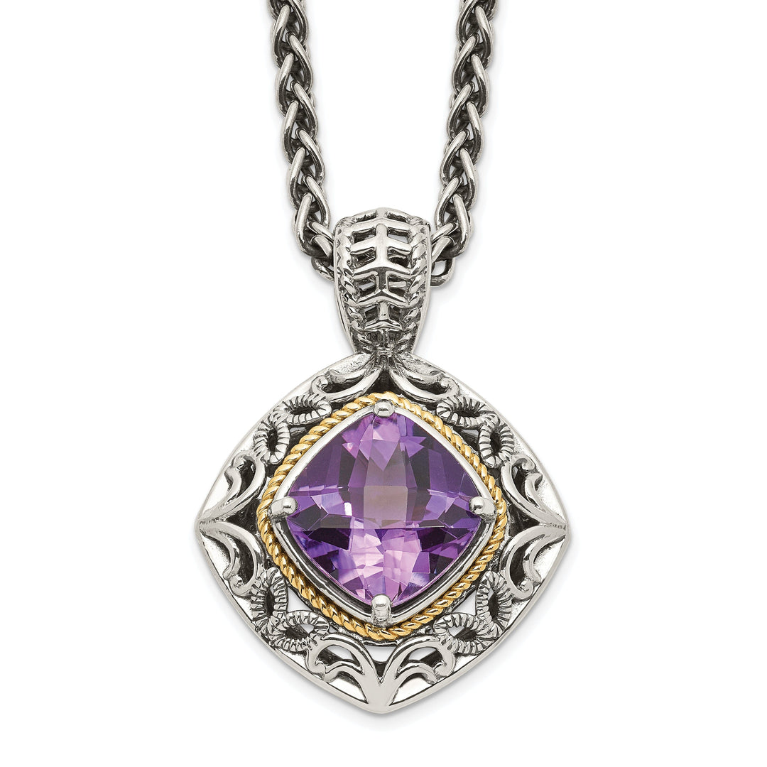 Sterling Silver Gold Amethyst Necklace