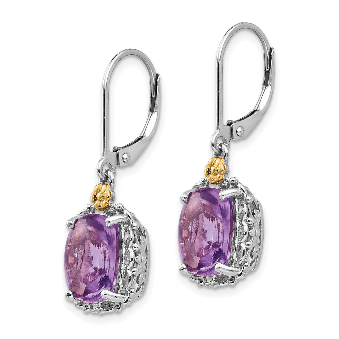 Sterling Silver Gold Amethyst Earrings