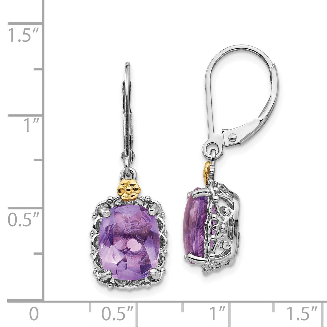 Sterling Silver Gold Amethyst Earrings