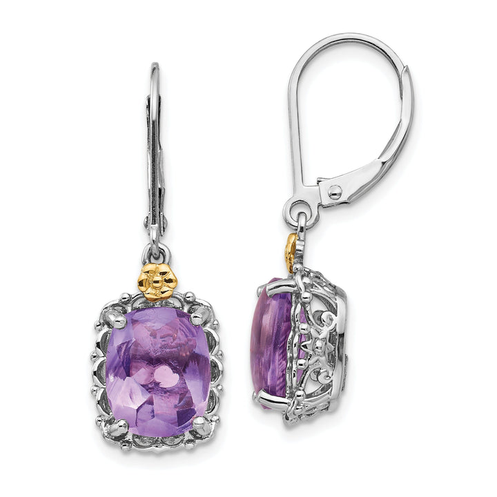 Sterling Silver Gold Amethyst Earrings