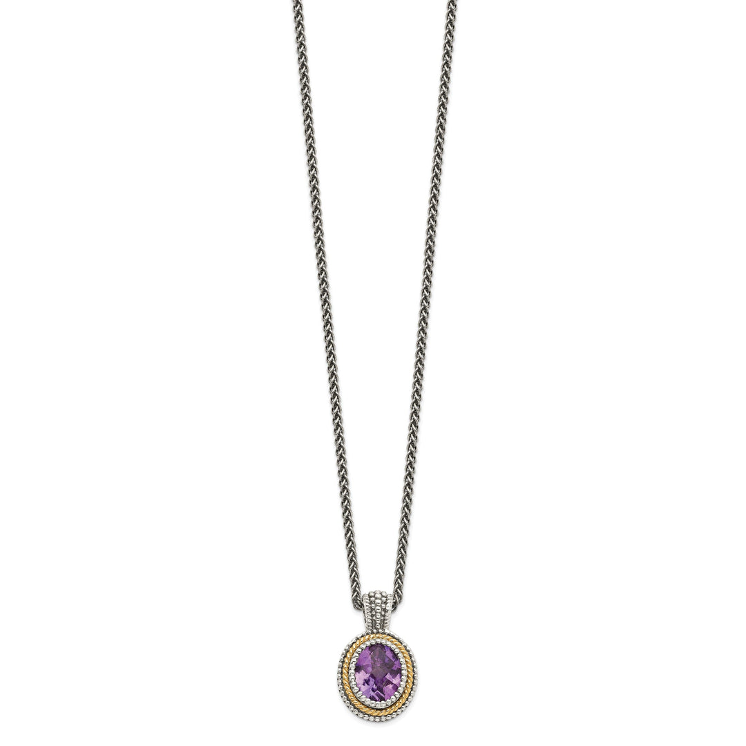 Sterling Silver Gold Amethyst Necklace
