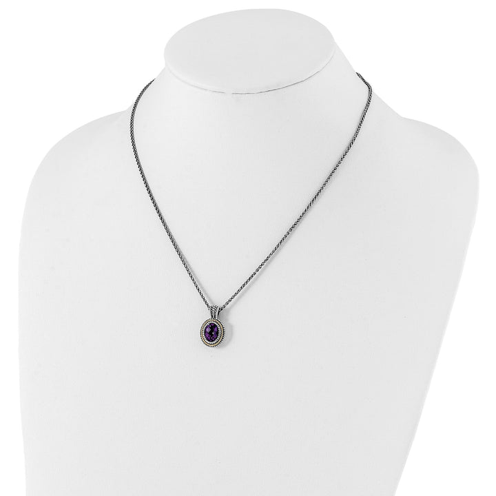 Sterling Silver Gold Amethyst Necklace