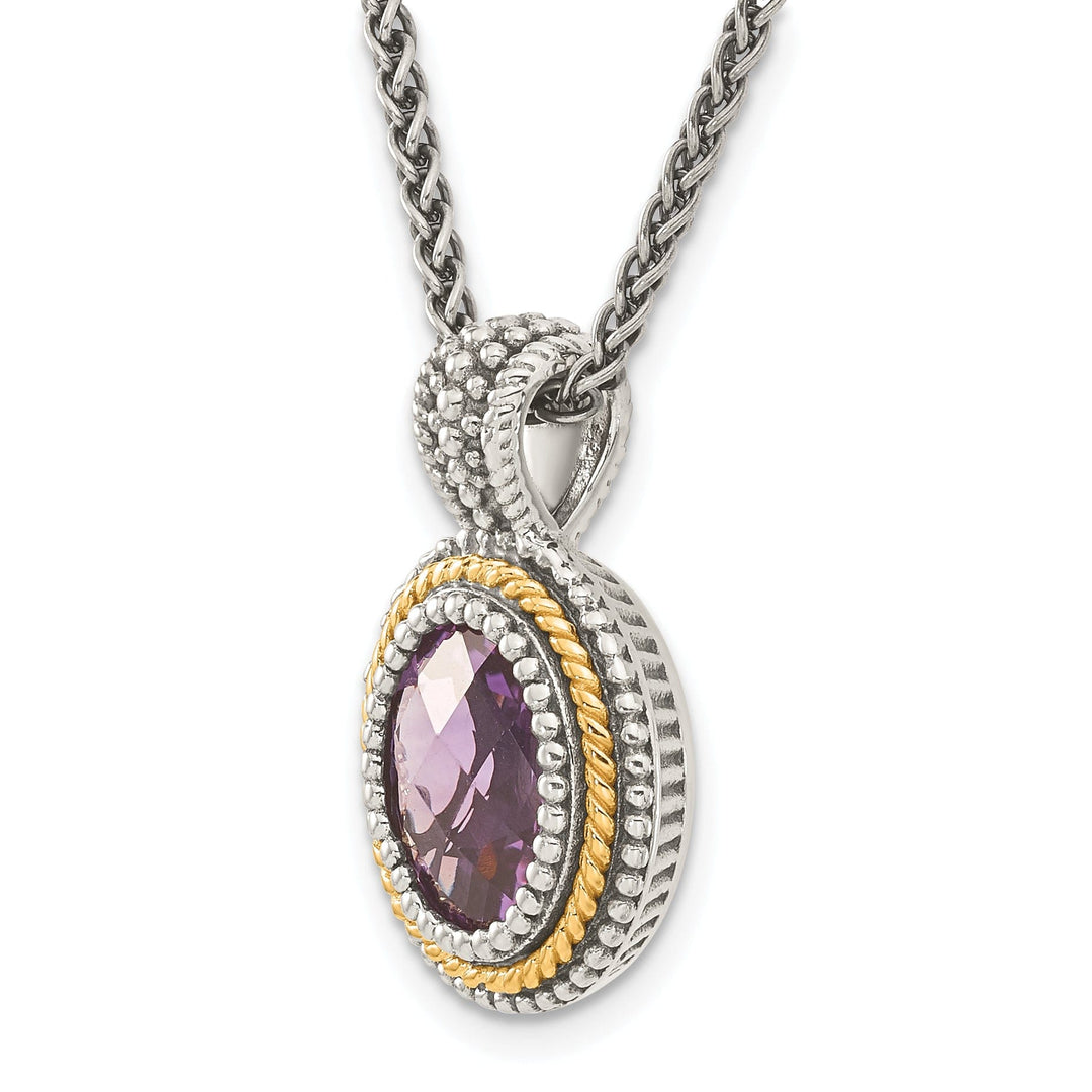 Sterling Silver Gold Amethyst Necklace