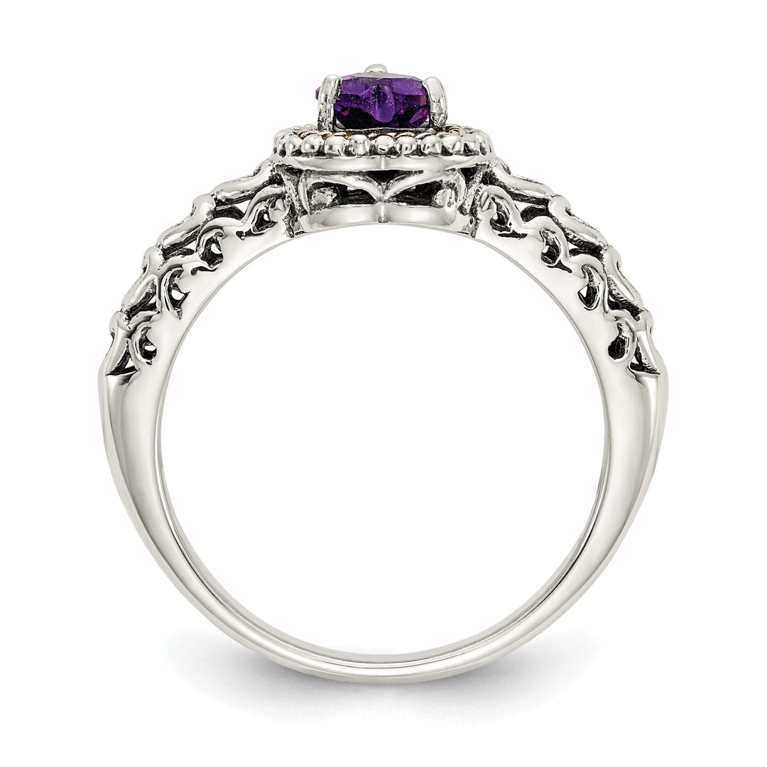 Sterling Silver Gold Amethyst Ring